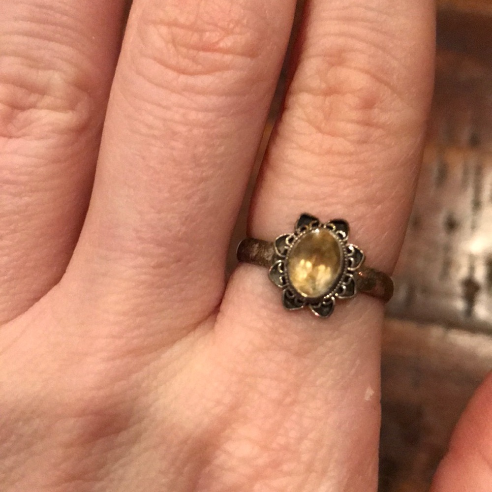 Lemon Quartz and 925 sterling silver ring